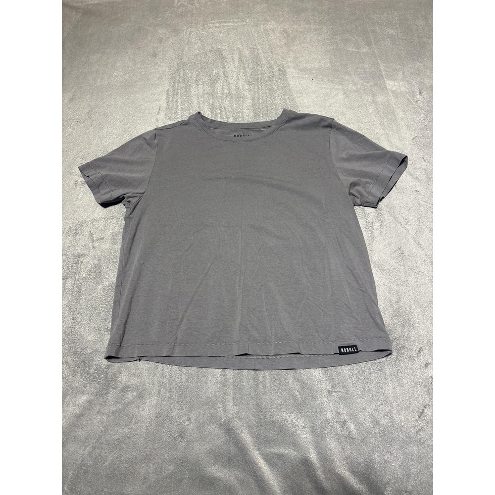 NOBULL Shirt Women Medium Gray Stretch Crewneck Athletic Workout Crop Tee